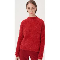 Puszysty sweter - Bordowy. Czerwone swetry damskie Sinsay, xl, bez wzorów, bez rękawów, bez kaptura. W wyprzedaży za 29,99 zł.