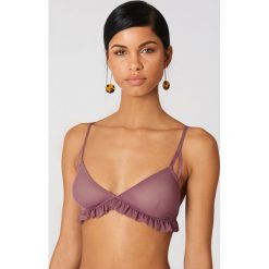 Biustonosze bardotka: NA-KD Lingerie Siateczkowy biustonosz z falbanką – Purple