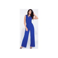 Długi kombinezon damski bez rękawów na okazję. Niebieskie kombinezony damskie marki Bien fashion, na imprezę, s, bez wzorów, eleganckie, bez kołnierzyka, z długim rękawem, długie. Za 149,00 zł.