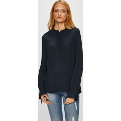 Tommy Hilfiger - Bluzka. Niebieskie bluzki damskie TOMMY HILFIGER, na co dzień, bez wzorów, z wiskozy, eleganckie, z okrągłym kołnierzem, z długim rękawem. W wyprzedaży za 179,90 zł.