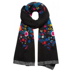 Desigual Szal Damski Flowers Czarny. Czarne szaliki damskie Desigual. Za 299,00 zł.