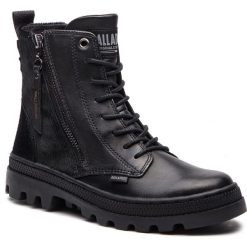 Trapery PALLADIUM - Pallabosse Hi Zip 95941-010-M Black/Black. Czarne trapery damskie Palladium, ze skóry, klasyczne. W wyprzedaży za 349,00 zł.