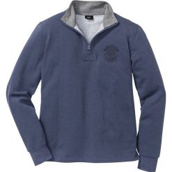 Bluza ze stójką pique Regular Fit bonprix indygo melanż. Niebieskie bluzy męskie bonprix, s, z nadrukiem, sportowe, ze stójką, bez rękawów, bez kaptura. Za 89,99 zł.