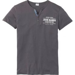 T-shirt z dekoltem henley Slim Fit bonprix antracytowy. Szare t-shirty męskie bonprix, s, bez wzorów, z kontrastowym kołnierzykiem. Za 44,99 zł.