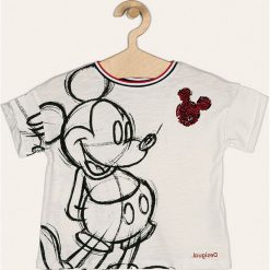 Desigual - T-shirt dziecięcy 104-152 cm. Białe bluzki dziewczęce Desigual, z nadrukiem, z bawełny, z okrągłym kołnierzem, z krótkim rękawem, krótkie, bez kaptura. Za 149,90 zł.