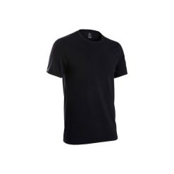 Koszulka krótki rękaw Slim Gym & Pilates 500 czarna męska. Czarne koszulki męskie DOMYOS, xl, bez wzorów, z elastanu, bez kołnierzyka, z krótkim rękawem, krótkie. Za 19,99 zł.
