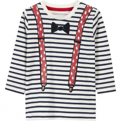 Koszulka "Refilm" w kolorze biało-granatowym. Białe t-shirty chłopięce z długim rękawem Name it Baby, z aplikacjami, z bawełny. W wyprzedaży za 32,95 zł.