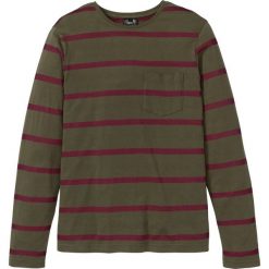 Shirt z długim rękawem i kieszonką na wys. piersi bonprix ciemnoniebieski w paski. Zielone koszulki męskie bonprix, s, w paski, bez kołnierzyka, z długim rękawem, długie. Za 54,99 zł.