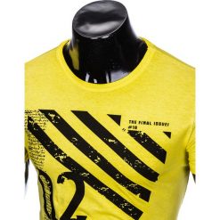 T-shirt męski z nadrukiem S896 - żółty. Żółte t-shirty męskie Ombre Clothing, s, z nadrukiem, bez kołnierzyka. Za 29,00 zł.