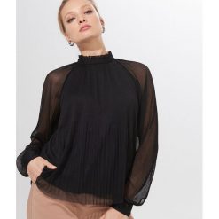Plisowana bluzka ze stójką - Czarny. Czarne bluzki damskie Mohito, s. Za 89,99 zł.