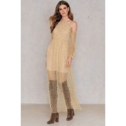 Sukienki: Passion Fusion Sukienka Cekinowa Maxi – Pink,Nude
