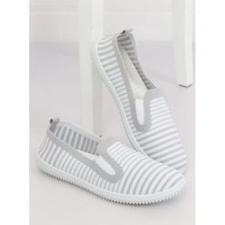 Tenisówki slipon szare ELEA. Szare buty sportowe damskie FunKee.pl, w paski, z tkaniny, z paskami. Za 65,99 zł.