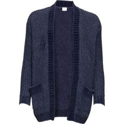 Kardigan z szenili bonprix indygo. Niebieskie kardigany damskie bonprix, bez wzorów, z długim rękawem, długie, bez kaptura. Za 49,99 zł.