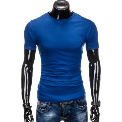 T-shirty męskie: T-SHIRT MĘSKI BEZ NADRUKU S884 – JASNOGRANATOWA