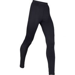 Legginsy sportowe termoaktywne z odblaskowym nadrukiem, LEVEL 2 bonprix czarny. Czarne getry damskie termoaktywne bonprix, z nadrukiem. Za 99,99 zł.