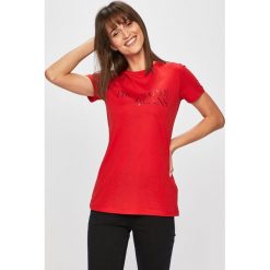 Trussardi Jeans - T-shirt. Białe bluzki damskie Trussardi Jeans, s, z nadrukiem, z bawełny, z okrągłym kołnierzem. Za 169,90 zł.