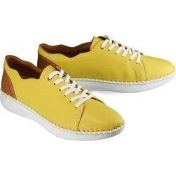 MANITU 850415-6 gelb, półbuty damskie. Półbuty damskie Manitu, bez wzorów, ze skóry, bez obcasa, na sznurówki. Za 259,90 zł.