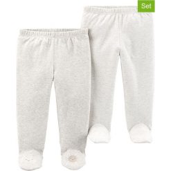 Półśpioszki (2 pary) zestaw w kolorze szarym. Spodnie niemowlęce Carter's. W wyprzedaży za 42,95 zł.