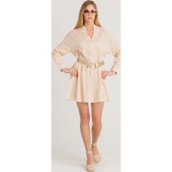 SUKIENKA Twinset U&B. Brązowe sukienki damskie Twinset U&B, na imprezę, s, w koronkowe wzory, z bawełny, bez kołnierzyka, bez rękawów, mini. Za 383,40 zł.