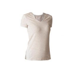 Koszulka krótki rękaw Slim Gym & Pilates 520 damska. Brązowe bluzki damskie marki DOMYOS, l, z elastanu, z krótkim rękawem. W wyprzedaży za 34,99 zł.