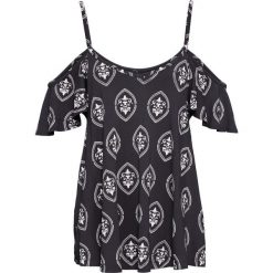 Shirt z wycięciami na ramionach bonprix czarny wzorzysty. Czarne koszulki damskie bonprix, bez wzorów, bez kołnierzyka, bez rękawów. Za 44,99 zł.