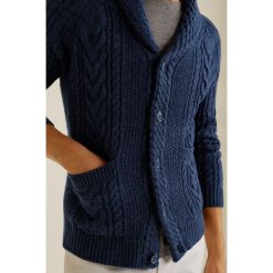 Mango Man - Sweter Morning. Niebieskie kardigany damskie marki Mango Man, s, z wełny. W wyprzedaży za 99,90 zł.