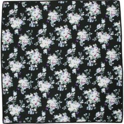 Czarna Elegancka Męska Poszetka -ALTIES- w Kwiaty, Motyw Florystyczny POSZALTTANIA0320. Czarne poszetki męskie Alties, w kwiaty, z materiału, eleganckie. Za 16,90 zł.