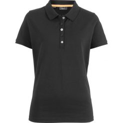 Shirt polo z bawełny pique bonprix czarny. Czarne koszulki damskie bonprix, bez wzorów, z bawełny, polo, bez rękawów. Za 32,99 zł.