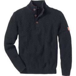 Sweter Slim Fit bonprix antracytowy melanż. Szare swetry męskie bonprix, s, z aplikacjami, bez kołnierzyka, bez kaptura. Za 109,99 zł.