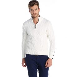 Golfy męskie: Sweter w kolorze kremowym
