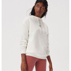Bluza z mininapisem - Kremowy. Białe bluzy damskie Sinsay, s, bez wzorów, bez rękawów, bez kaptura. Za 49,99 zł.