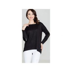Sweter K118 Czarny. Czarne swetry damskie Lenitif, xl, bez wzorów, ze skóry, z długim rękawem, długie, bez kaptura. Za 79,00 zł.