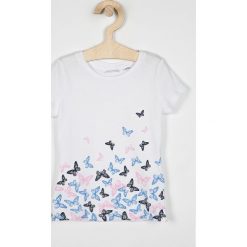 Blukids - Top dziecięcy 98-128 cm. Szare bluzki dziewczęce z nadrukiem marki Blukids, z bawełny, z okrągłym kołnierzem. Za 24,90 zł.