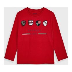 Mayoral - Longsleeve dziecięcy 92-134 cm. Czerwone t-shirty chłopięce Mayoral, z aplikacjami, z bawełny, z długim rękawem. Za 70,90 zł.