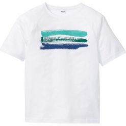 T-shirt bonprix niebieski w paski. Białe t-shirty męskie bonprix, s, w paski, z okrągłym kołnierzem. Za 21,99 zł.