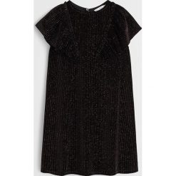Mango Kids - Sukienka dziecięca Sparkle 110-164 cm. Czarne sukienki dziewczęce Mango Kids, bez wzorów, z elastanu, casualowe, z krótkim rękawem, krótkie, mini, rozkloszowane. Za 129,90 zł.