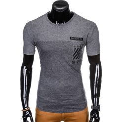 T-SHIRT MĘSKI Z NADRUKIEM S969 - GRAFITOWY. Szare t-shirty męskie marki Ombre Clothing, s, z nadrukiem. Za 29,00 zł.