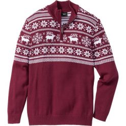 Golfy męskie: Sweter ze stójką Regular Fit bonprix jeżynowy