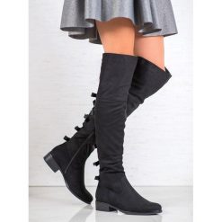 ZAMSZOWE MUSZKIETERKI Z KOKARDAMI. Kozaki damskie z zamszu. Za 107,90 zł.
