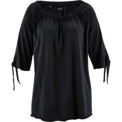 Shirt bawełniany "carmen", krótki rękaw bonprix czarny. Czarne koszulki damskie bonprix, bez wzorów, z bawełny, bez kołnierzyka. Za 44,99 zł.