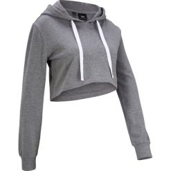 Bluza ciążowa z kapturem bonprix szary melanż. Szare bluzy damskie bonprix, bez wzorów, z krótkim rękawem, krótkie, z kapturem. Za 44,99 zł.