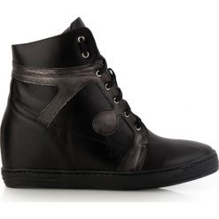 Sneakersy czarne srebrne z klinem. Czarne trampki i tenisówki damskie Arturo Vicci. Za 209,30 zł.