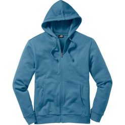Bluza rozpinana z kapturem Regular Fit bonprix niebieski dżins. Niebieskie bejsbolówki męskie bonprix, l, z dresówki, z kapturem. Za 49,99 zł.