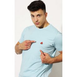 T-shirt Edward Orlovski Sky Blue " Watermelon". Niebieskie t-shirty męskie Edward Orlovski, xl, z haftami, z bawełny, eleganckie, bez kołnierzyka. Za 45,00 zł.