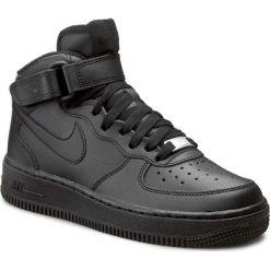 Buty NIKE - Air Force 1 Mid (GS) 314195 004 Black/Black. Czarne półbuty damskie Nike, na co dzień, bez wzorów, ze skóry, bez obcasa, na płaskiej podeszwie, bez zapięcia. W wyprzedaży za 249,00 zł.