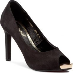 Szpilki CARINII - B3876 360-000-000-C17. Czarne szpilki marki Carinii, z aplikacjami, ze skóry, eleganckie, bez obcasa, na obcasie, bez zapięcia. W wyprzedaży za 229,00 zł.