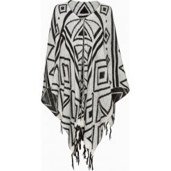 Poncho bonprix czarno-kremowy. Czarne żakiety damskie bonprix, bez wzorów. Za 84,99 zł.