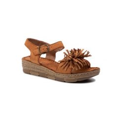 LASOCKI M861 Camel. Pomarańczowe sandały damskie Lasocki, bez wzorów, ze skóry, bez obcasa, bez zapięcia. Za 159,99 zł.