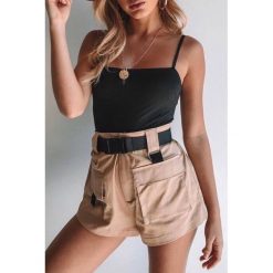 Spodenki damskie ESTRILA BEIGE. Brązowe spodnie damskie IVET, na lato, bez wzorów, eleganckie. W wyprzedaży za 49,00 zł.