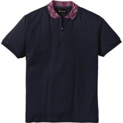 Shirt polo z kolorowym kołnierzykiem bonprix ciemnoniebieski. Niebieskie koszulki męskie bonprix, s, bez wzorów, polo, bez rękawów. Za 49,99 zł.
